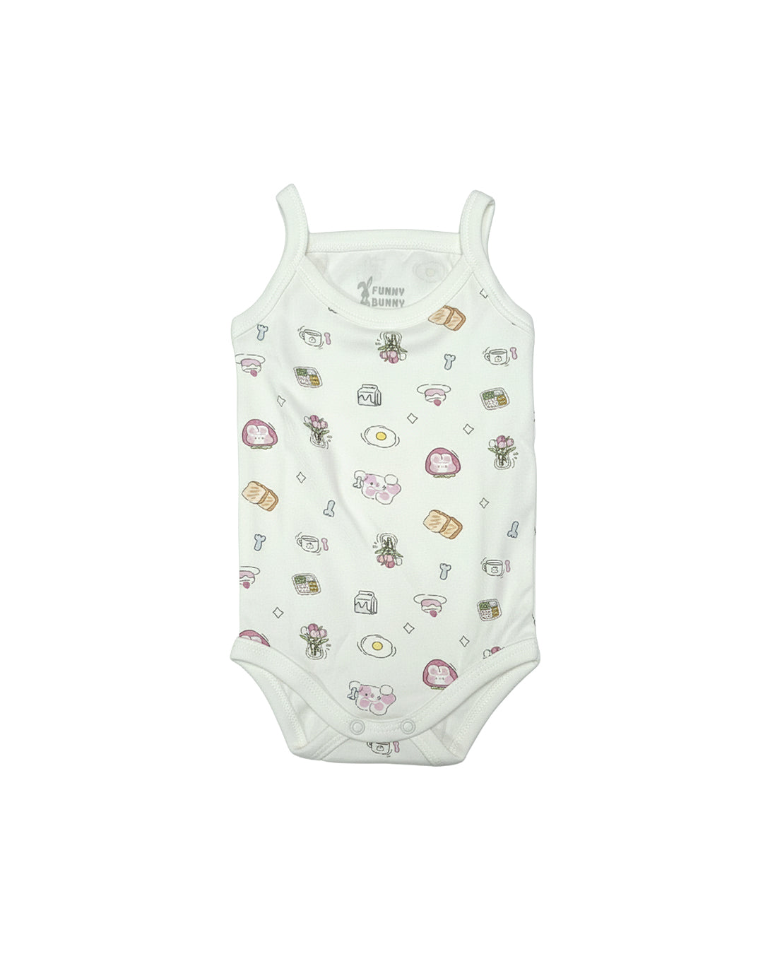 Funny Bunny Sleeveless Bodysuit for 3-6 Months | Cotton Baby Romper
