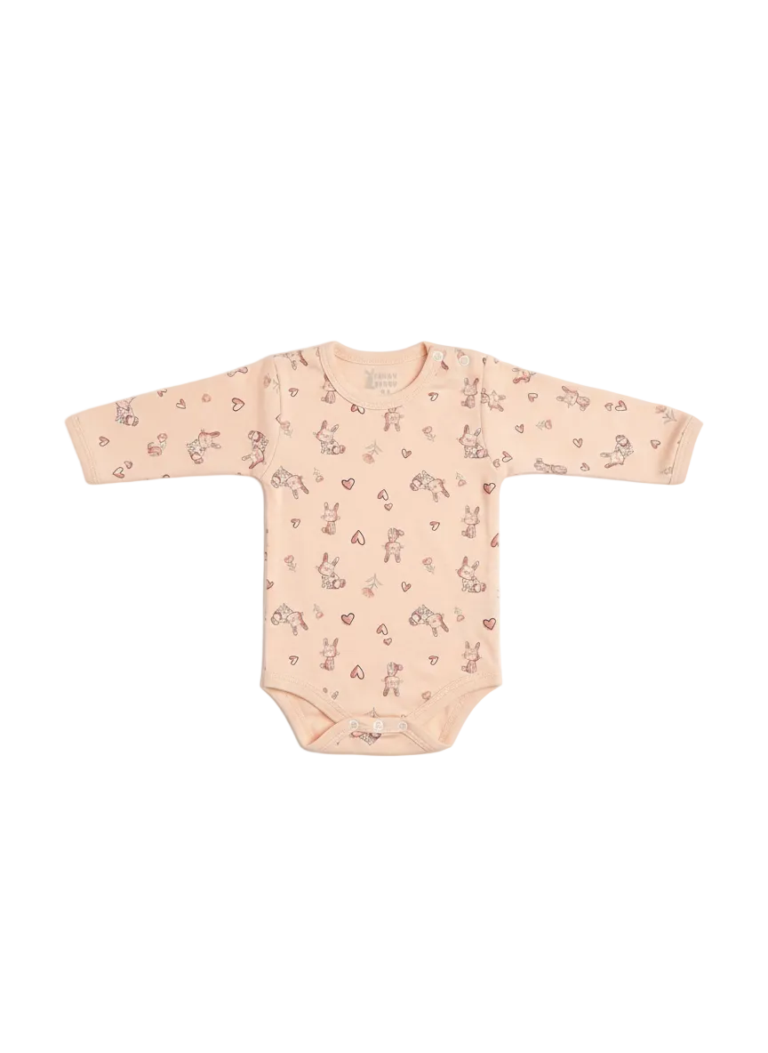 Funny Bunny Long Sleeve Bodysuit for 18-24 Months | Cotton Baby Romper