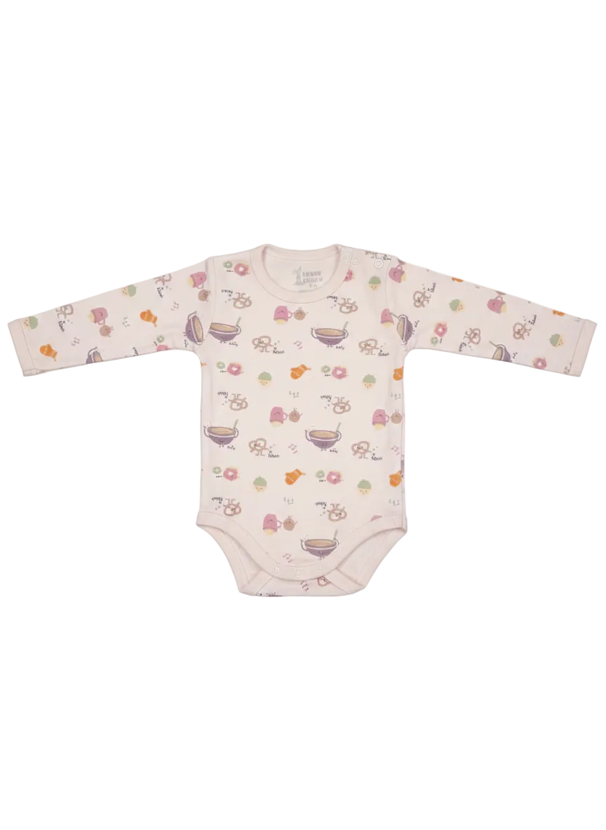 Funny Bunny Long Sleeve Bodysuit for 3-6 Months | Cotton Baby Romper