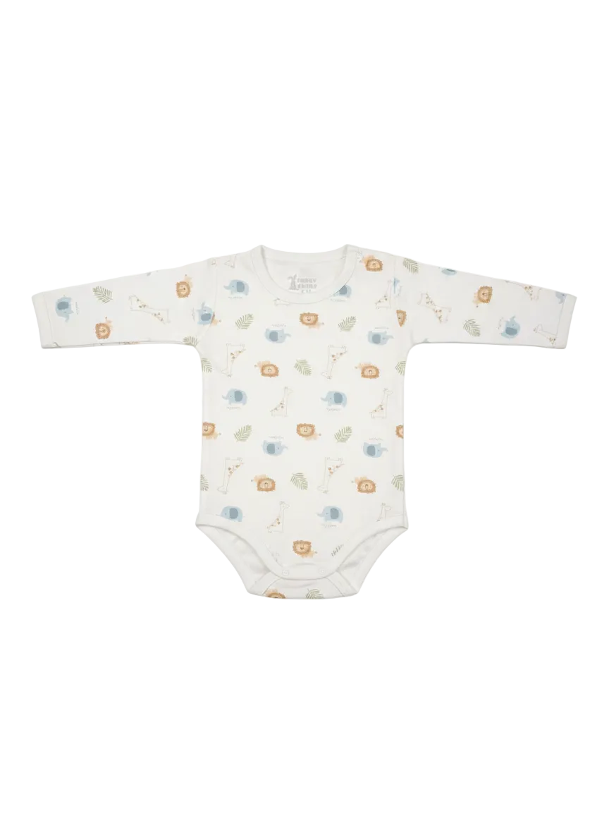 Funny Bunny Long Sleeve Bodysuit for 6-12 Months | Cotton Baby Romper