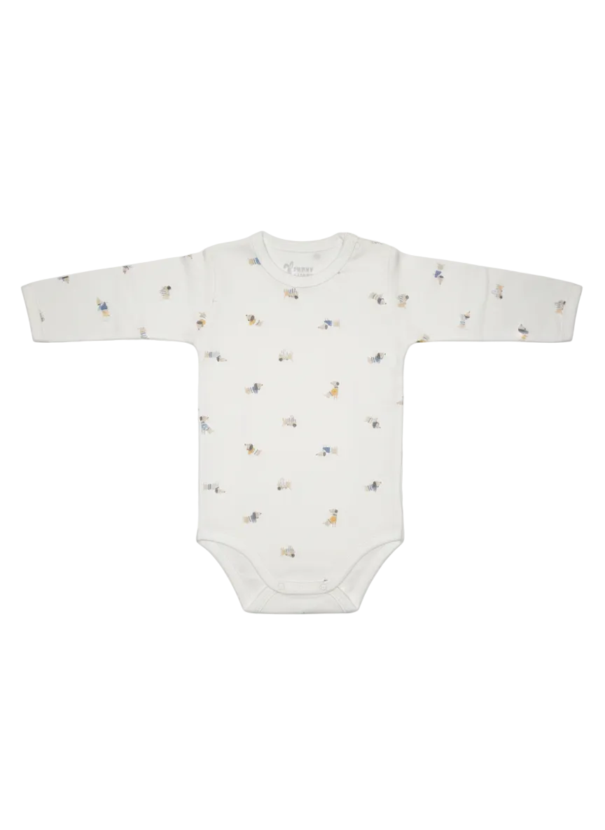 Funny Bunny Long Sleeve Bodysuit for 6-12 Months | Cotton Baby Romper