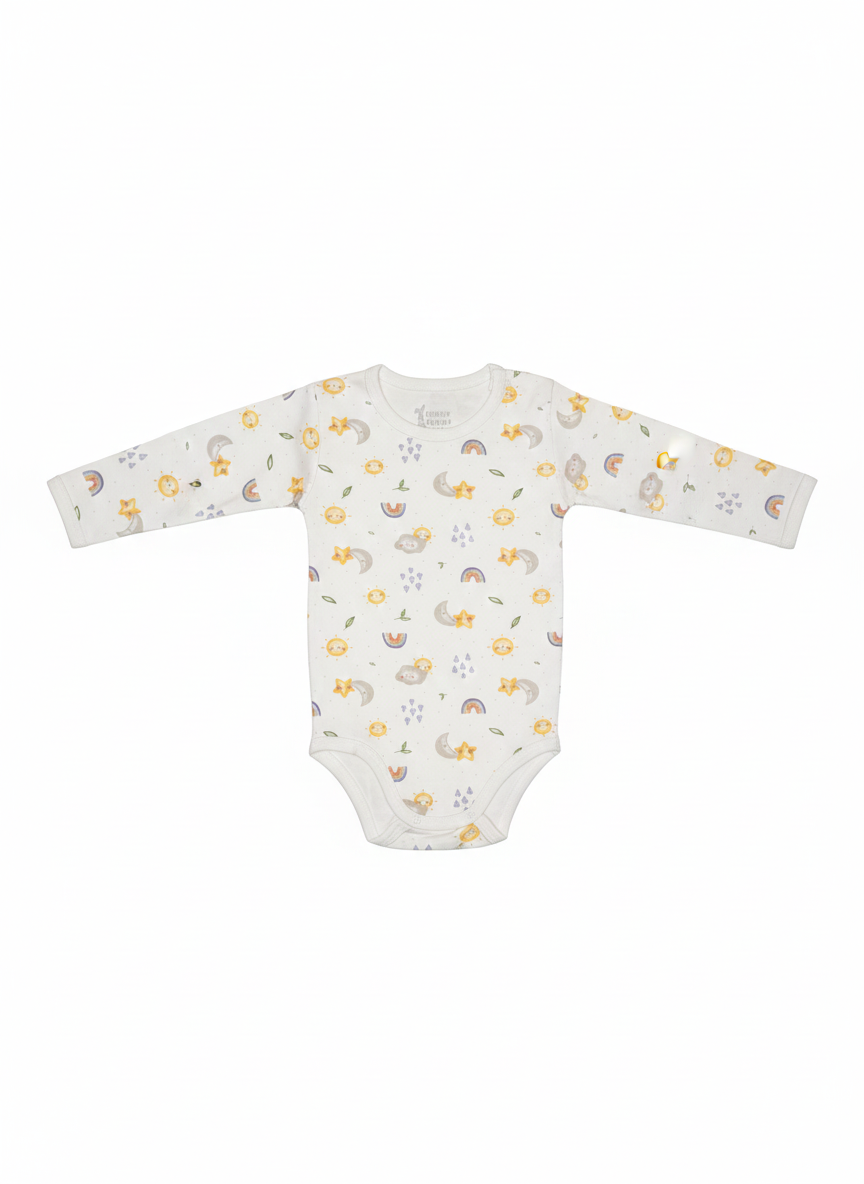 Funny Bunny Long Sleeve Bodysuit for 6-12 Months | Cotton Baby Romper