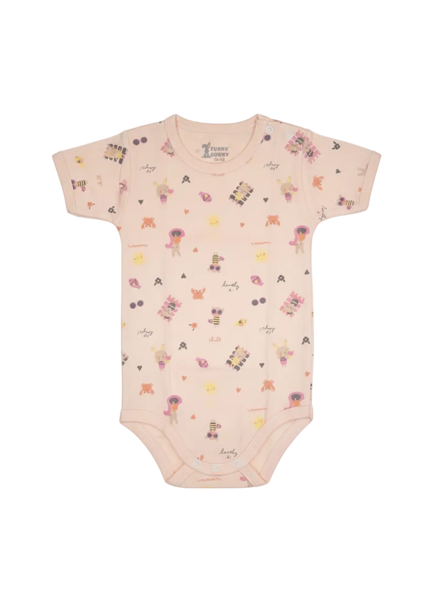 Funny Bunny short Sleeve Bodysuit for 12-18 Months | Cotton Baby Romper