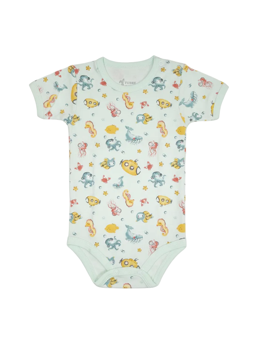 Funny Bunny short Sleeve Bodysuit for 12-18 Months | Cotton Baby Romper