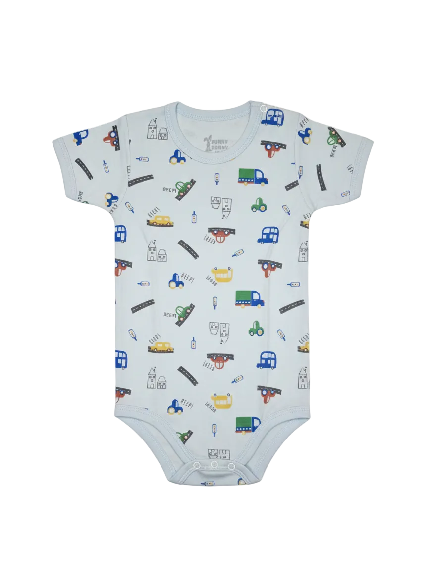 Funny Bunny short Sleeve Bodysuit for 12-18 Months | Cotton Baby Romper