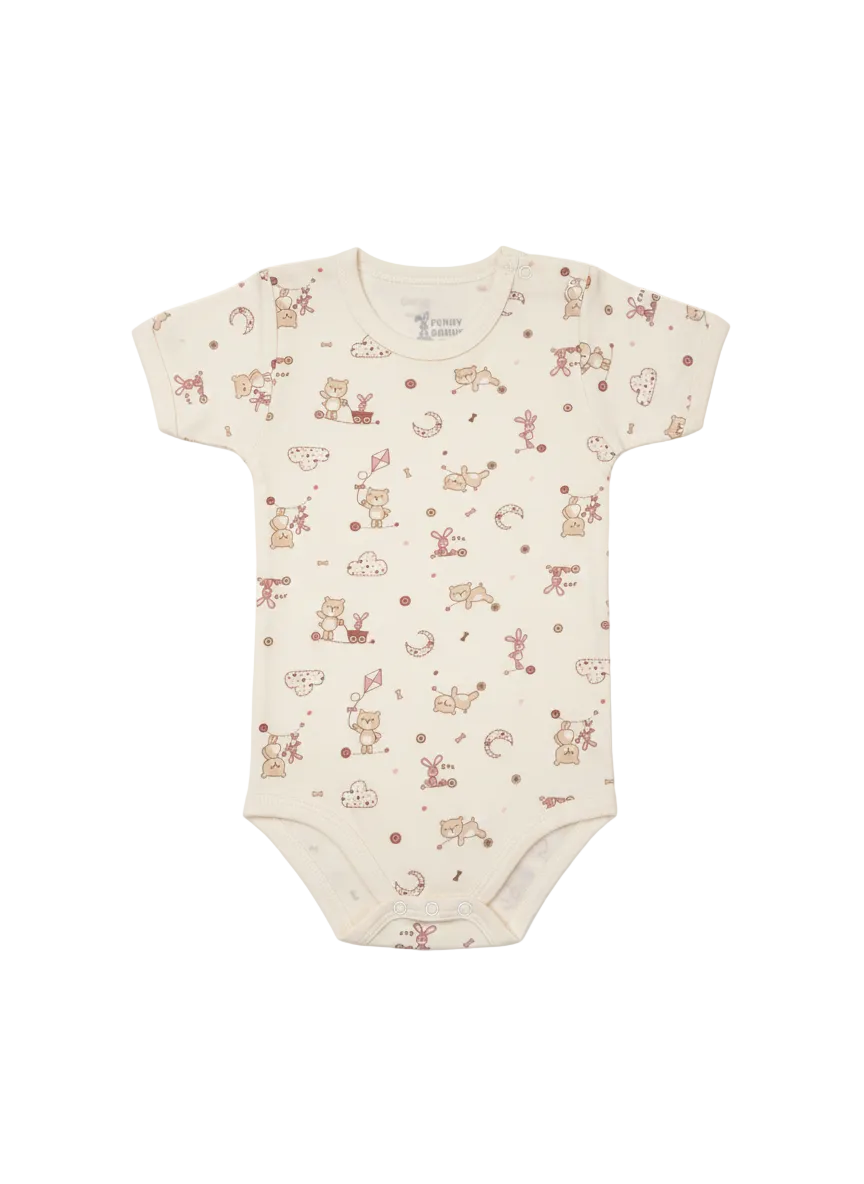 Funny Bunny short Sleeve Bodysuit for 12-18 Months | Cotton Baby Romper