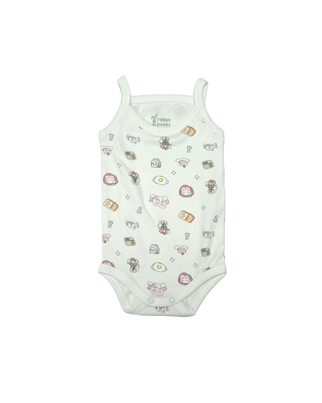 Funny Bunny Sleeveless Bodysuit for 6-12 Months | Cotton Baby Romper