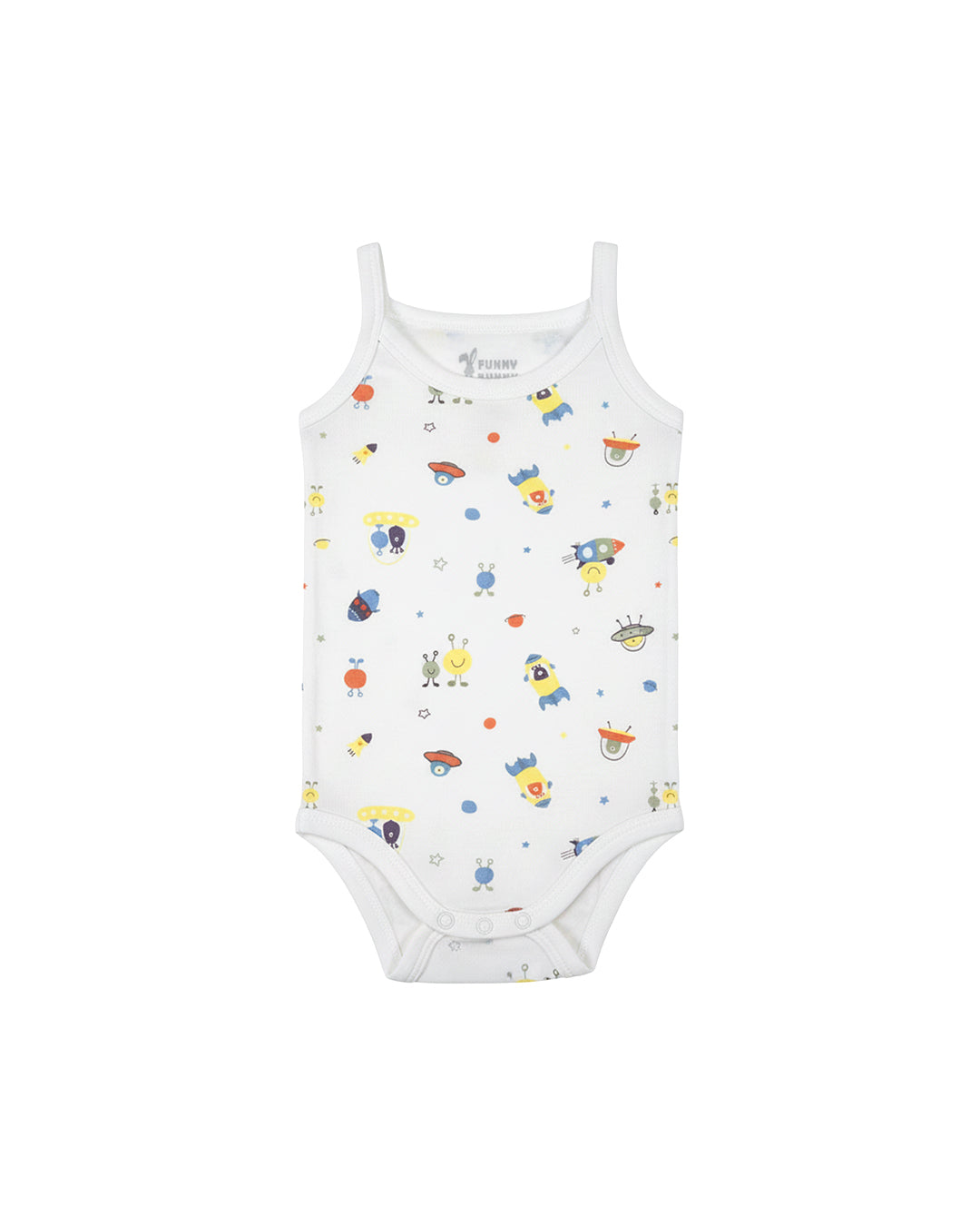 Funny Bunny Sleeveless Bodysuit for 6-12 Months | Cotton Baby Romper